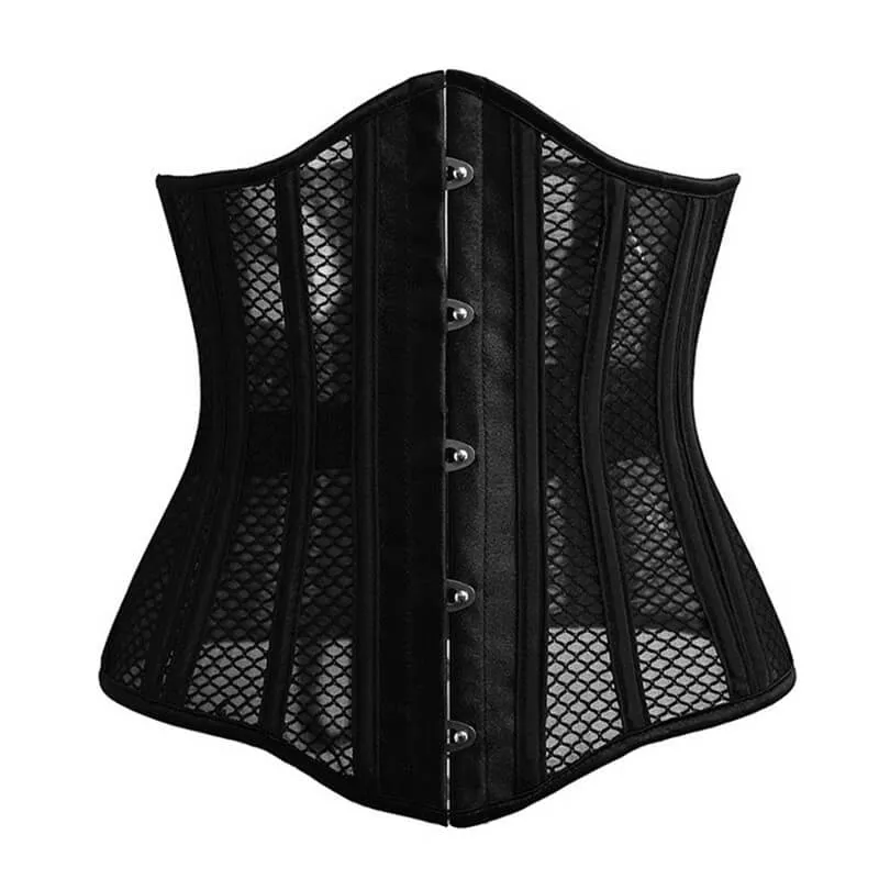 Black Mesh 26 Steel Boned Waist Correction Corset sold by GTHIC