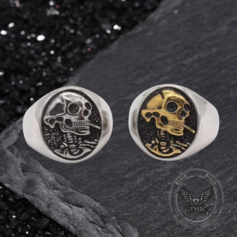 Gothic Smoking Skull Men Stainless Steel Ring sold by GTHIC product image thumbnail 2