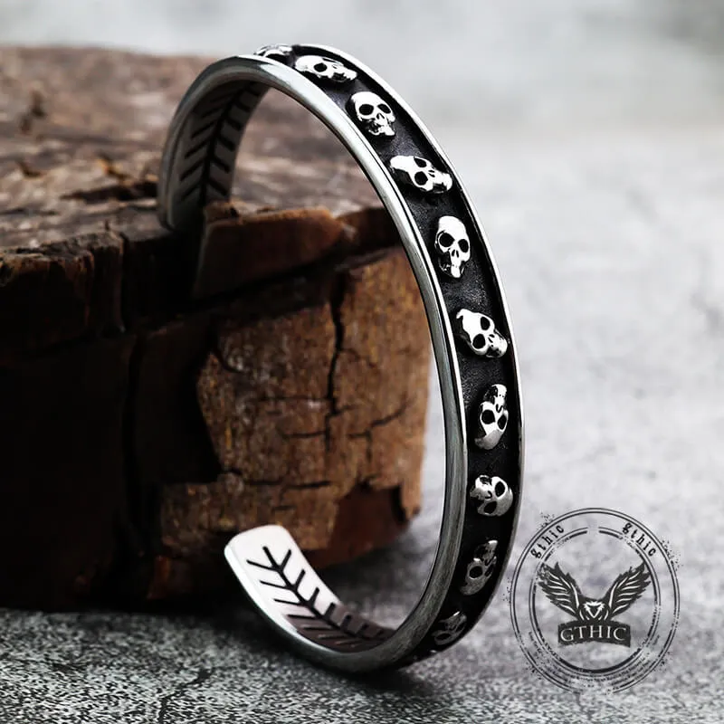 Gothic Skull Fishbone Stainless Steel Open Bracelet sold by GTHIC