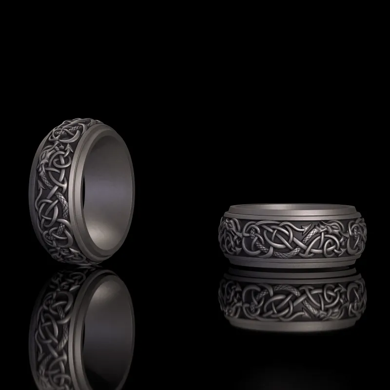 Nordic Dragon Sterling Silver Viking Spinner Ring sold by GTHIC