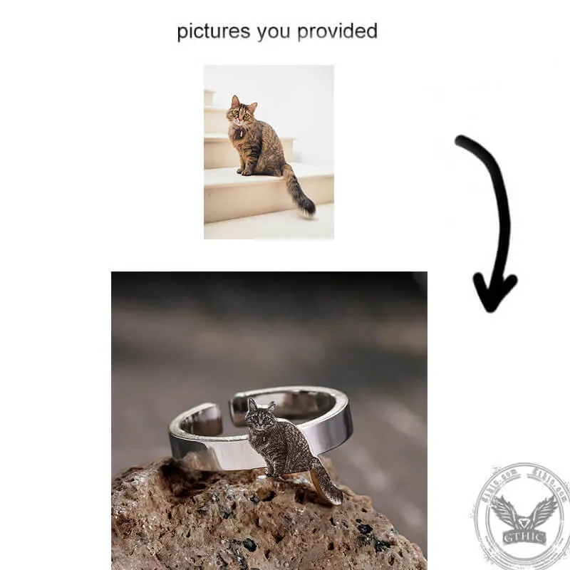 DIY Pet Photo Stainless Steel Lovely Open Animal Ring sold by GTHIC