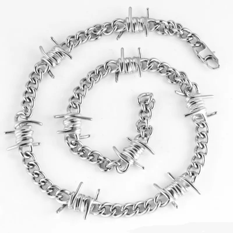 Punk Thorn Chunky Stainless Steel Necklace sold by GTHIC