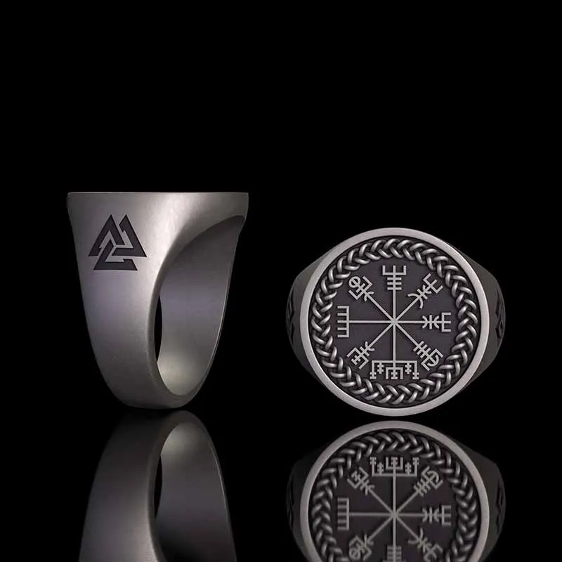 Helm of Awe Valknut Sterling Silver Viking Ring sold by GTHIC