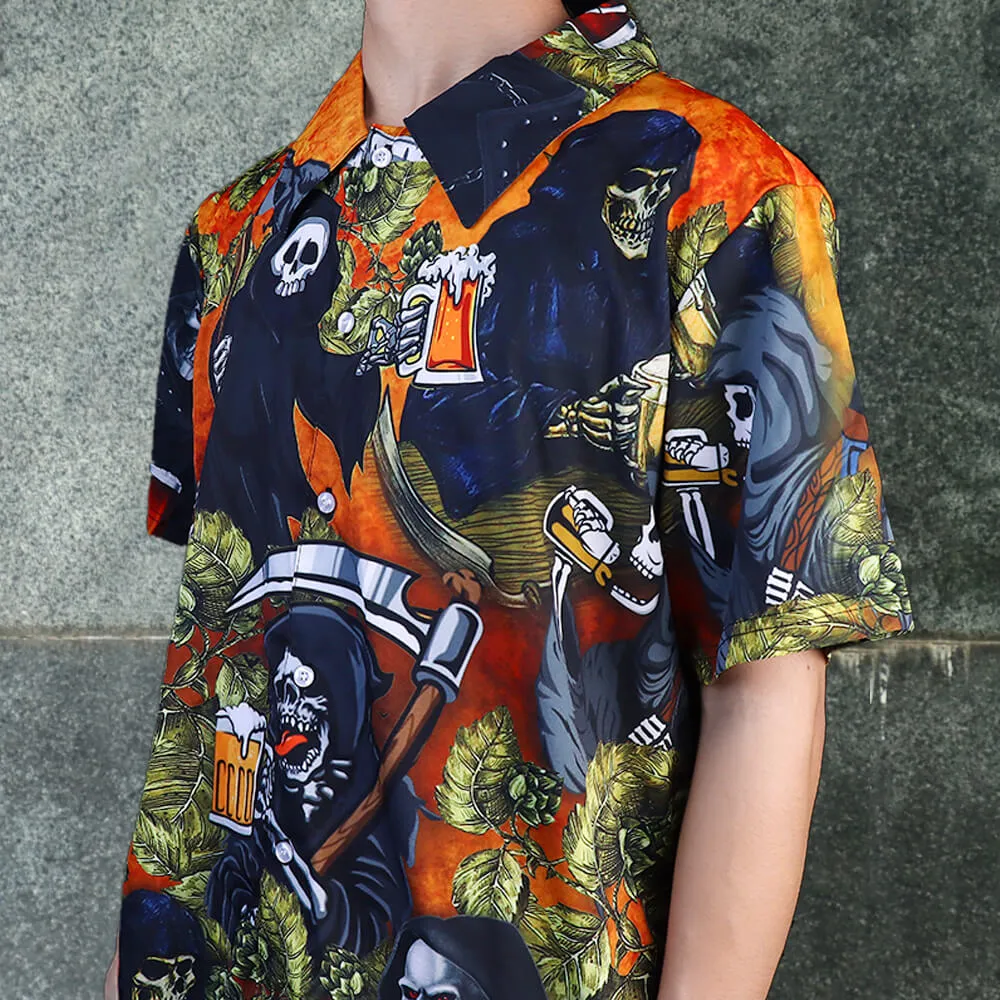 Hawaii Drink Beer Polyester Skull Shirt sold by GTHIC product image thumbnail 4