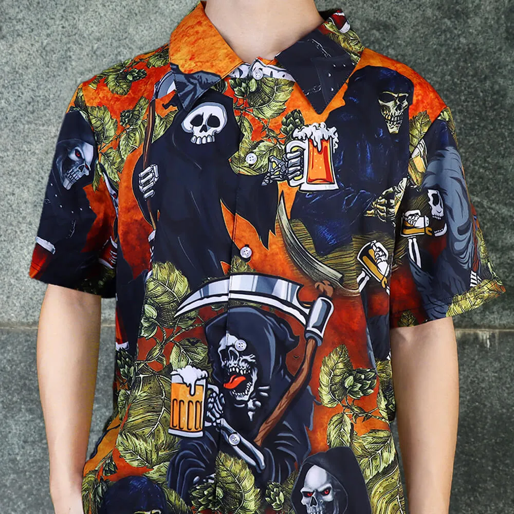 Hawaii Drink Beer Polyester Skull Shirt sold by GTHIC product image thumbnail 3