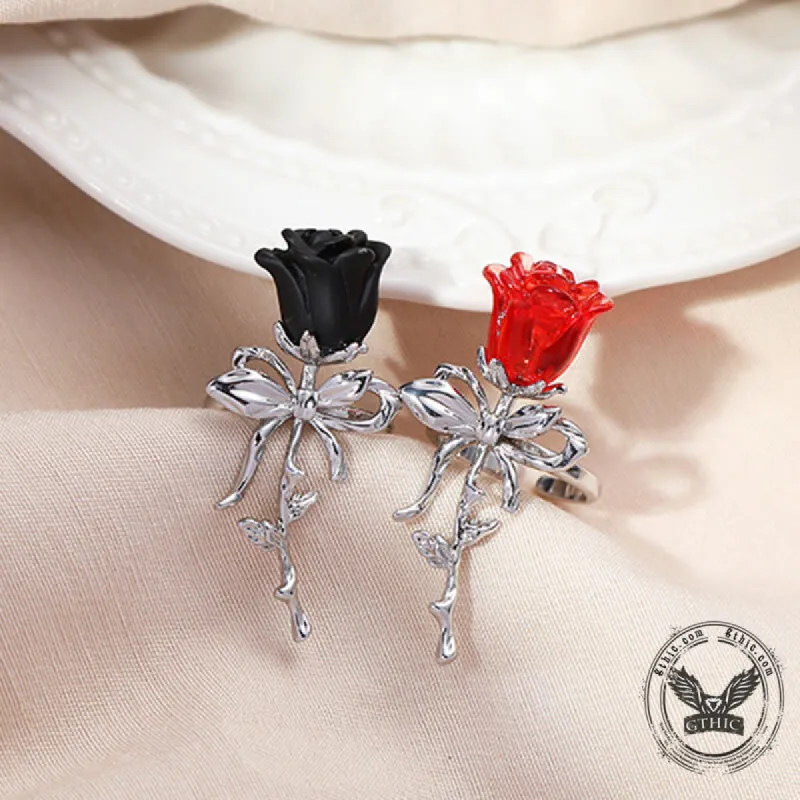 Rose Flower Design Alloy Open Ring sold by GTHIC