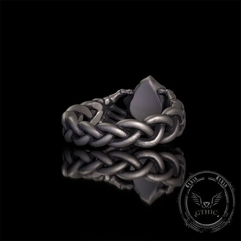 Gothic Heart Skull Hand Holding Rose Sterling Silver Ring sold by GTHIC product image thumbnail 5