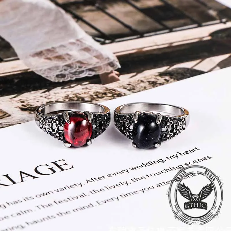 Vintage Flower Stainless Steel Gemstone Ring sold by GTHIC