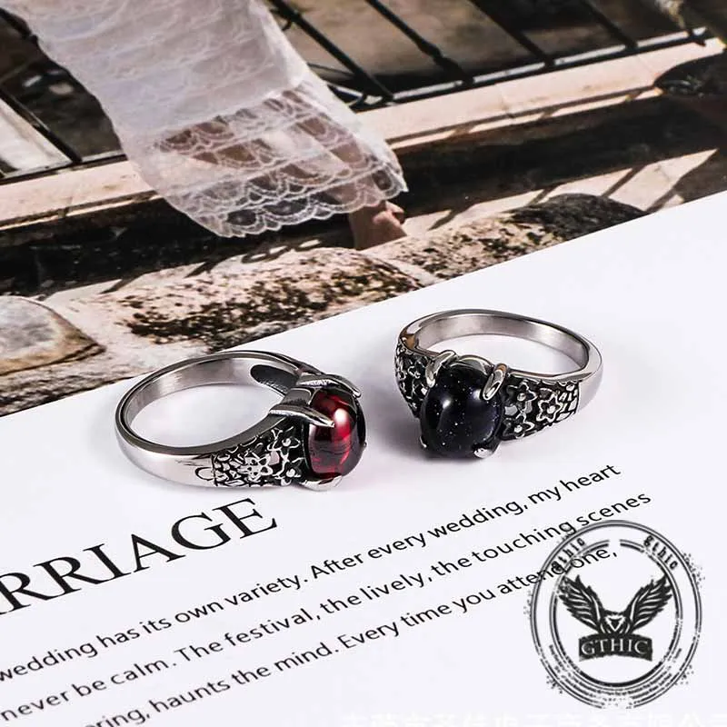 Vintage Flower Stainless Steel Gemstone Ring sold by GTHIC product image thumbnail 5