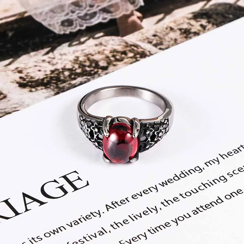 Vintage Flower Stainless Steel Gemstone Ring sold by GTHIC product image thumbnail 3