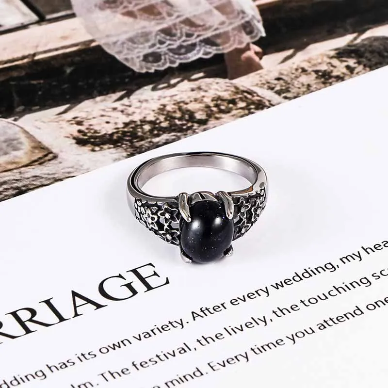 Vintage Flower Stainless Steel Gemstone Ring sold by GTHIC product image thumbnail 4