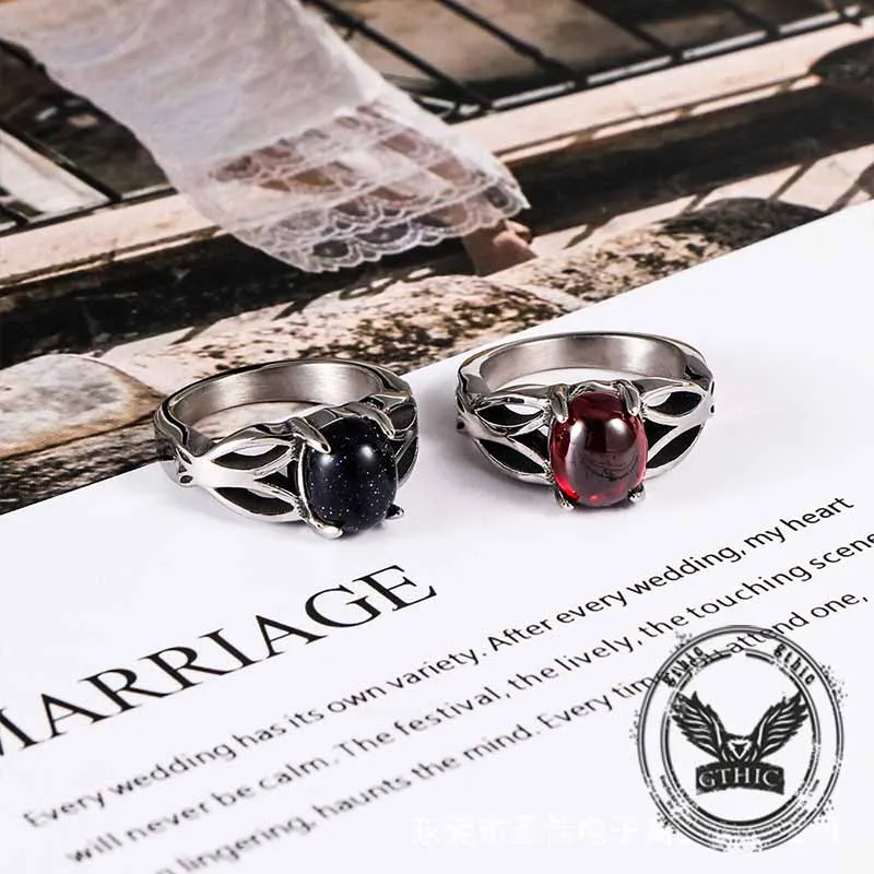 Fashion Hollow Design Stainless Steel Gemstone Ring sold by GTHIC