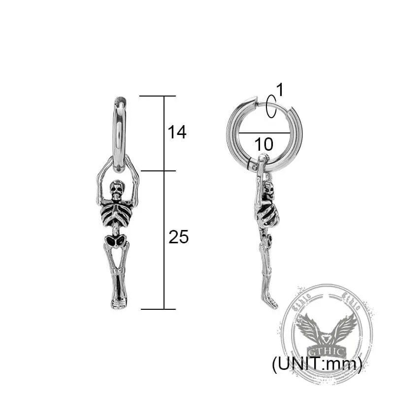 Gothic Skeleton Stainless Steel Drop Earrings sold by GTHIC product image thumbnail 4
