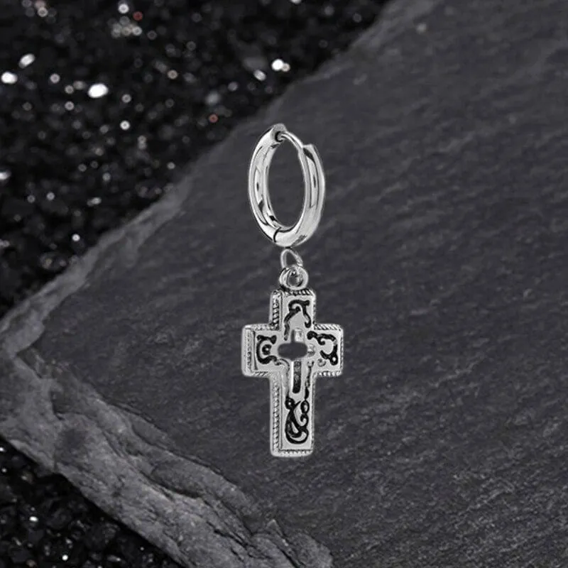Vintage Hollow Cross Stainless Steel Drop Earrings sold by GTHIC product image thumbnail 3