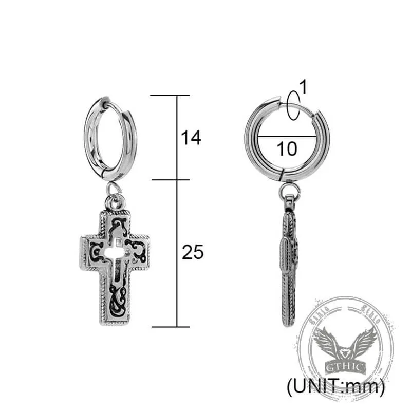 Vintage Hollow Cross Stainless Steel Drop Earrings sold by GTHIC product image thumbnail 4
