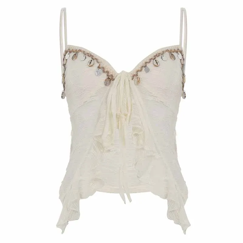 Sexy Shell Tassel V-Neck See-Through Camisole sold by GTHIC product image thumbnail 5