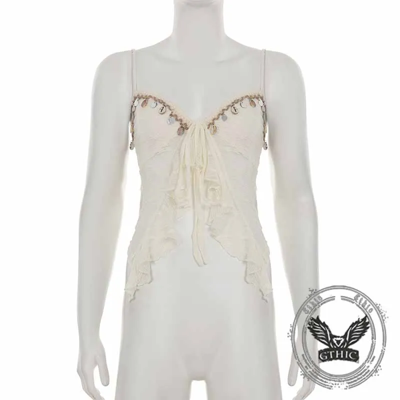Sexy Shell Tassel V-Neck See-Through Camisole sold by GTHIC product image thumbnail 2