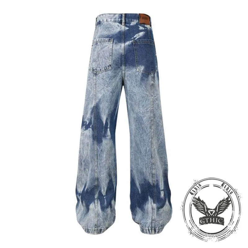 American Retro Tie-Dye Large Pocket Wide-Leg Jeans sold by GTHIC product image thumbnail 4