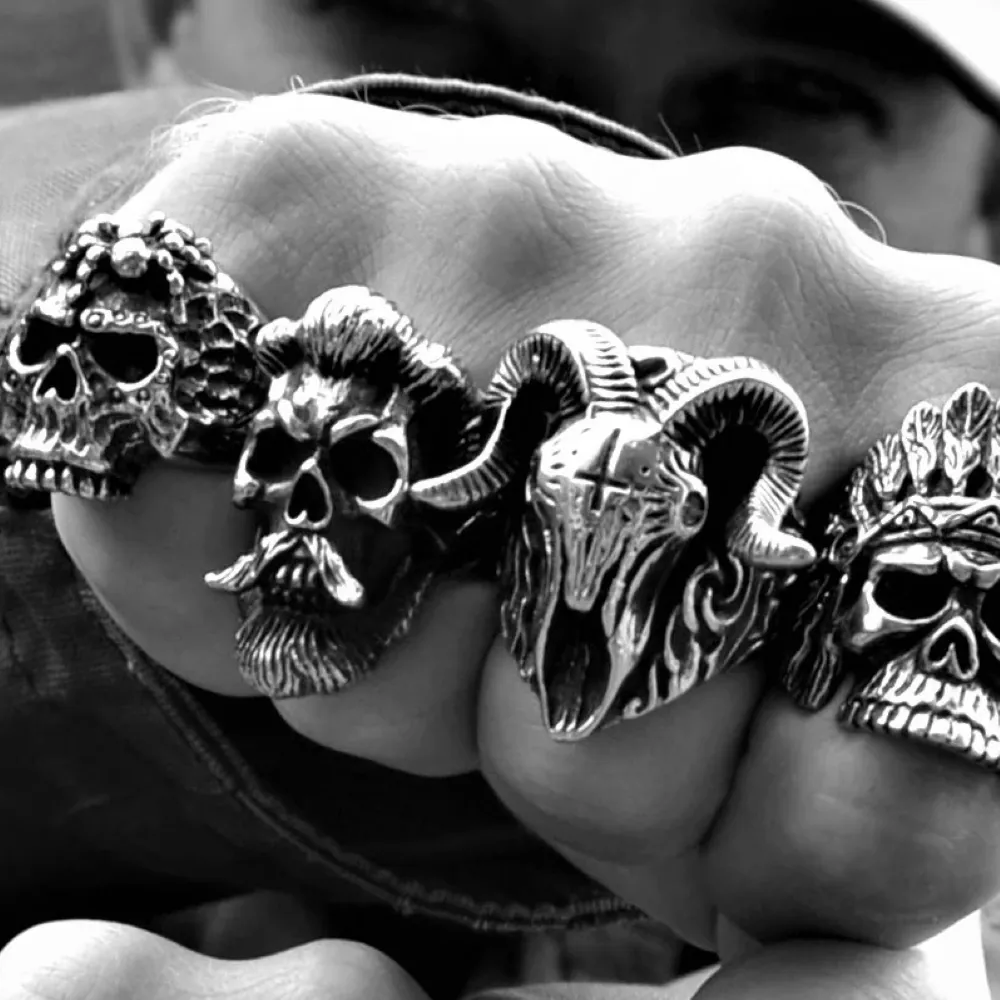 The Devil Satan Stainless Steel Skull Ring sold by GTHIC product image thumbnail 2