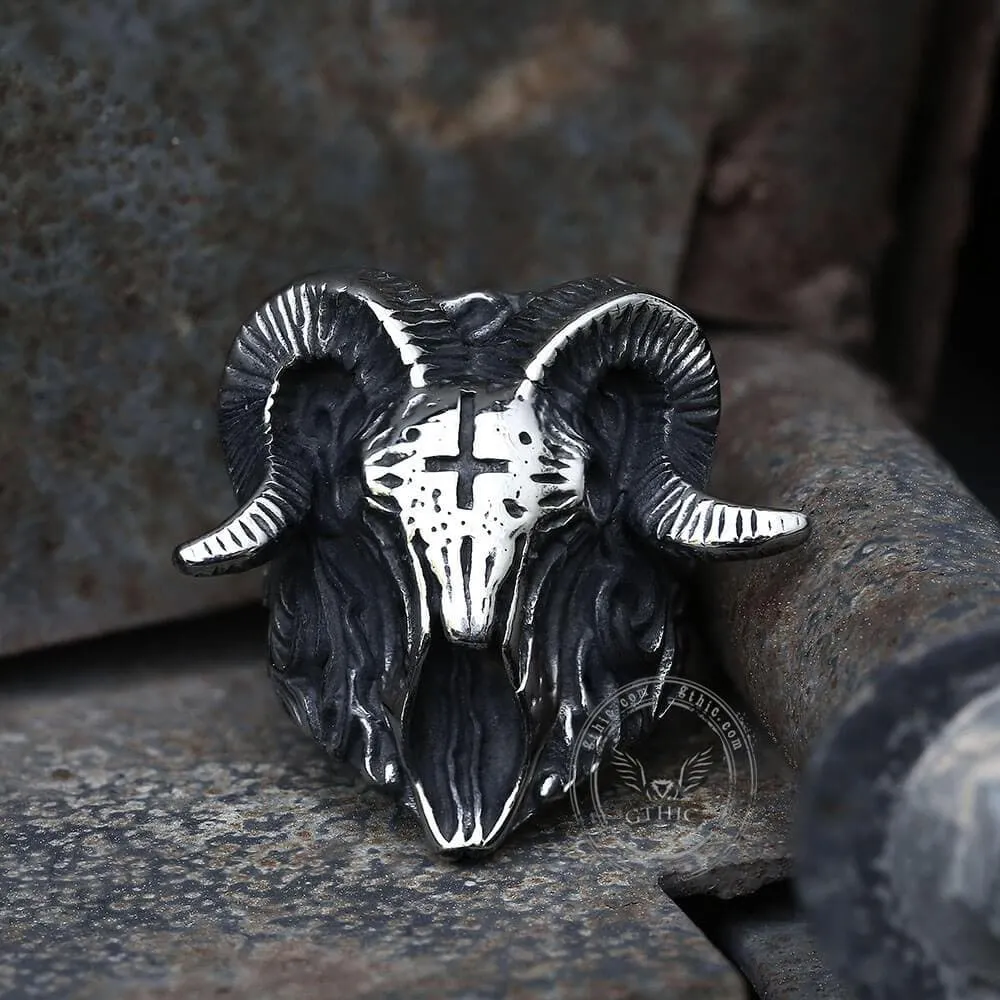 The Devil Satan Stainless Steel Skull Ring sold by GTHIC product image thumbnail 4