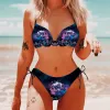 Gothic Skull Rose Print Bikini Set sold by GTHIC