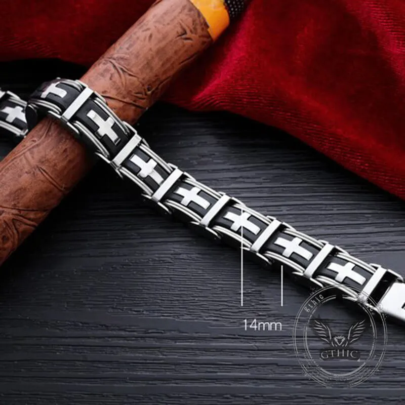Classic Cross Stainless Steel Silicone Bracelet sold by GTHIC product image thumbnail 4