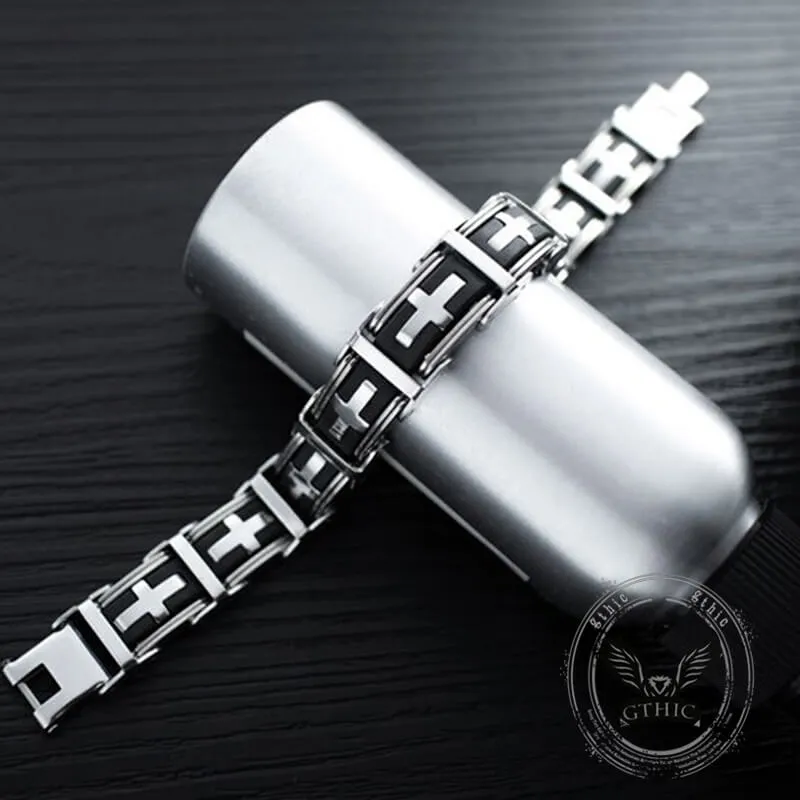 Classic Cross Stainless Steel Silicone Bracelet sold by GTHIC product image thumbnail 3