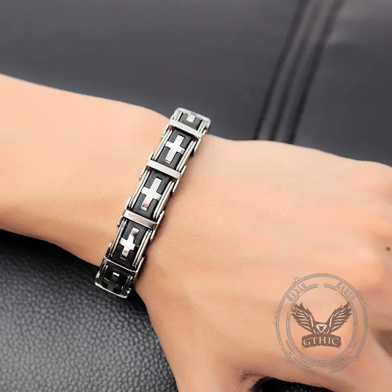 Classic Cross Stainless Steel Silicone Bracelet sold by GTHIC product image thumbnail 2