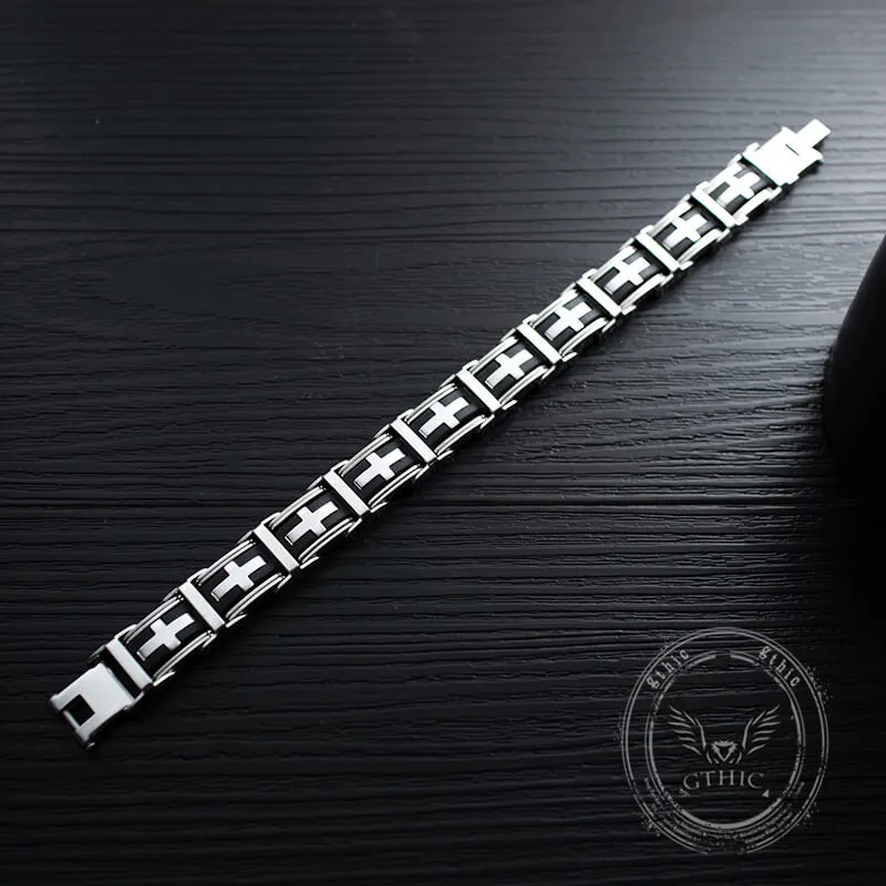 Classic Cross Stainless Steel Silicone Bracelet sold by GTHIC product image thumbnail 5
