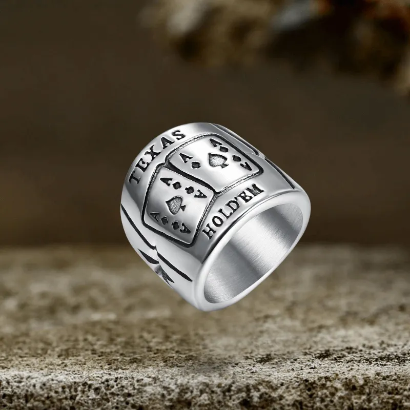 Punk Square Flush Poker Cards Stainless Steel Ring sold by GTHIC product image thumbnail 2
