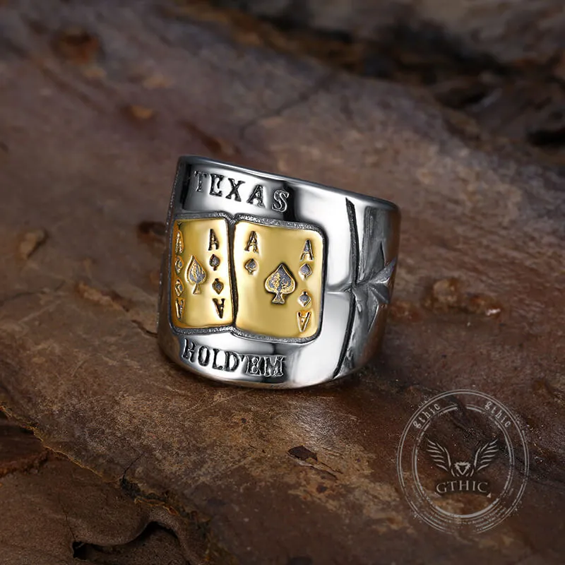 Punk Square Flush Poker Cards Stainless Steel Ring sold by GTHIC