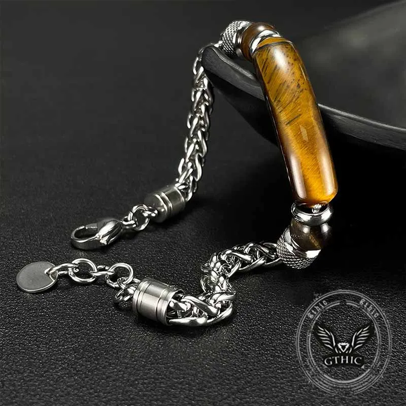 Vintage Splicing Tiger Eye Stainless Steel Bracelet sold by GTHIC product image thumbnail 3