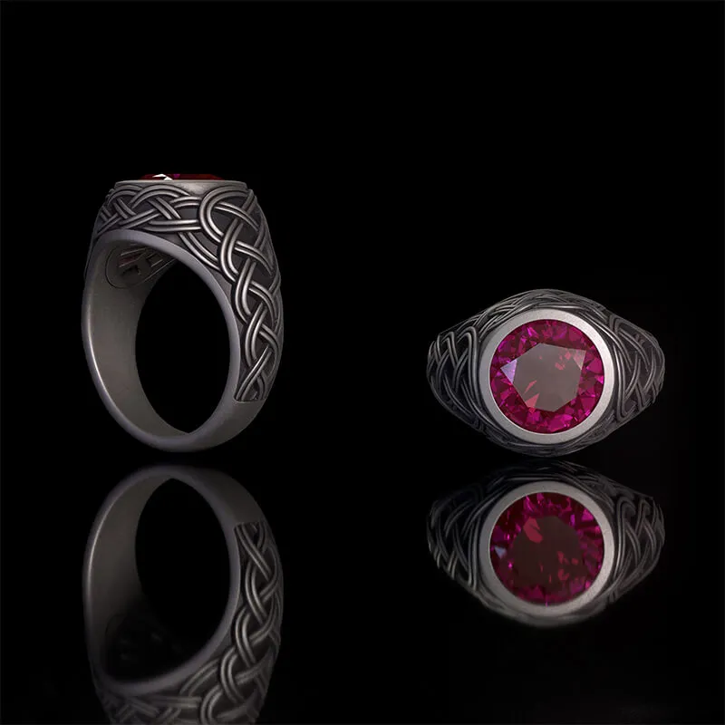 Vintage Celtic Knot Gemstone Sterling Silver Ring sold by GTHIC