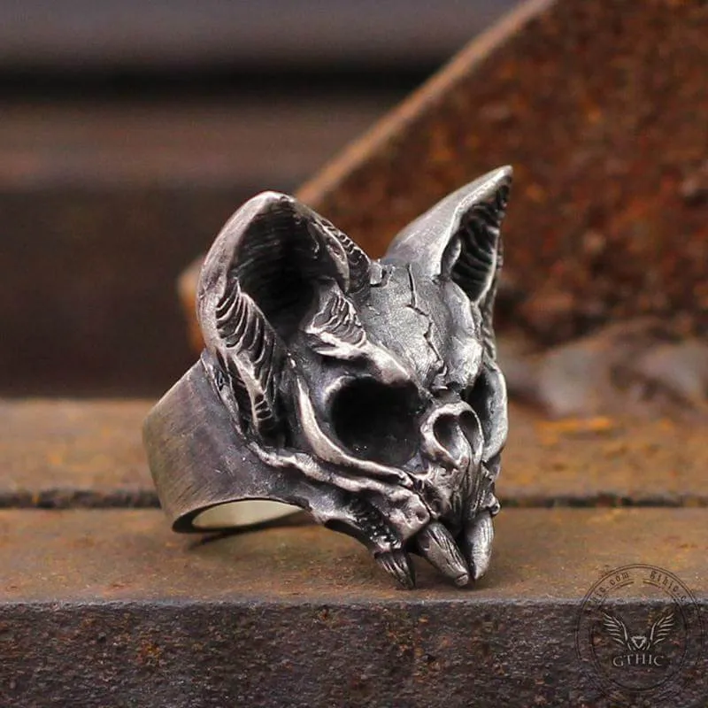 Gothic Cat Sterling Silver Skull Ring sold by GTHIC product image thumbnail 2