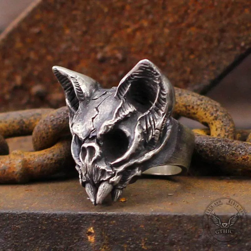 Gothic Cat Sterling Silver Skull Ring sold by GTHIC product image thumbnail 3