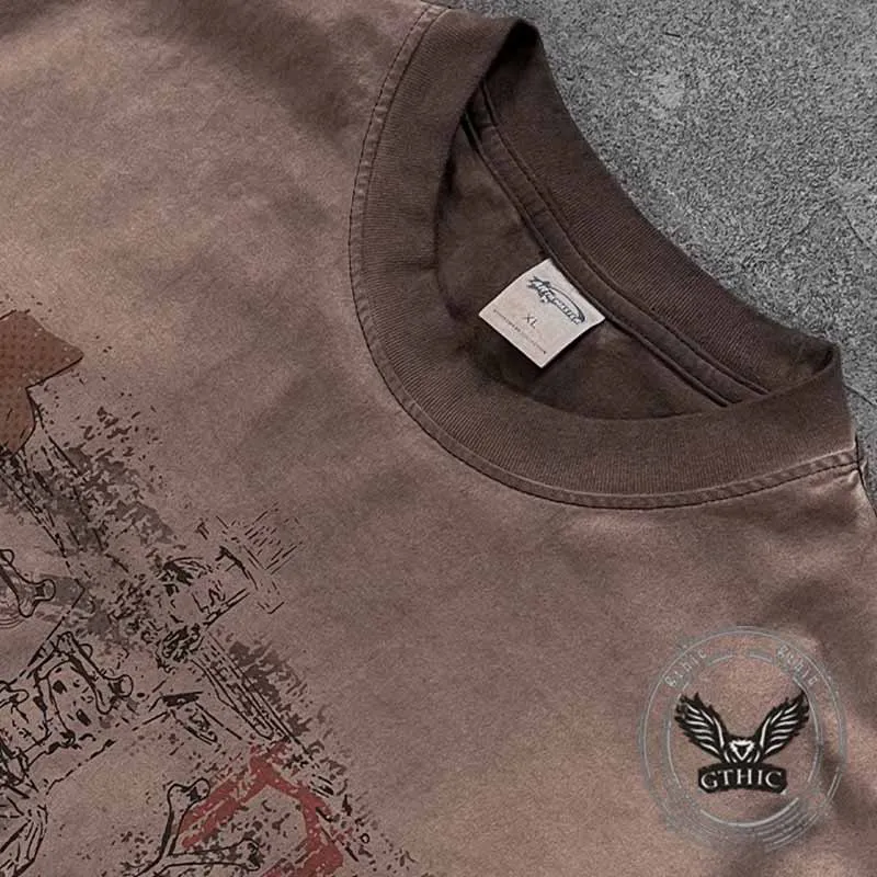 Vintage Jesus Cross Graffiti Distressed Print T-shirt sold by GTHIC product image thumbnail 4