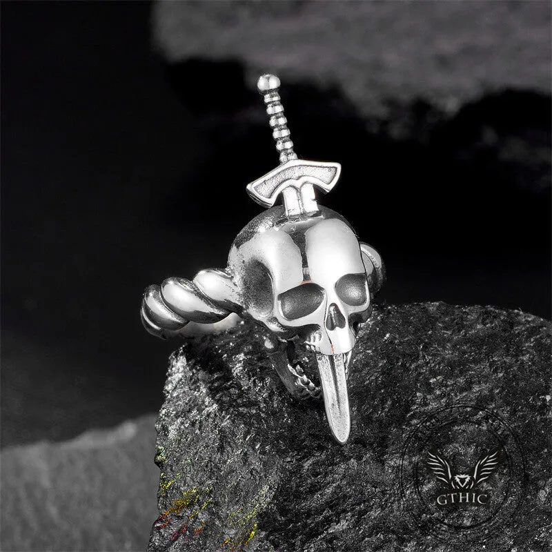 Gothic Sword Skull Stainless Steel Twist Ring sold by GTHIC