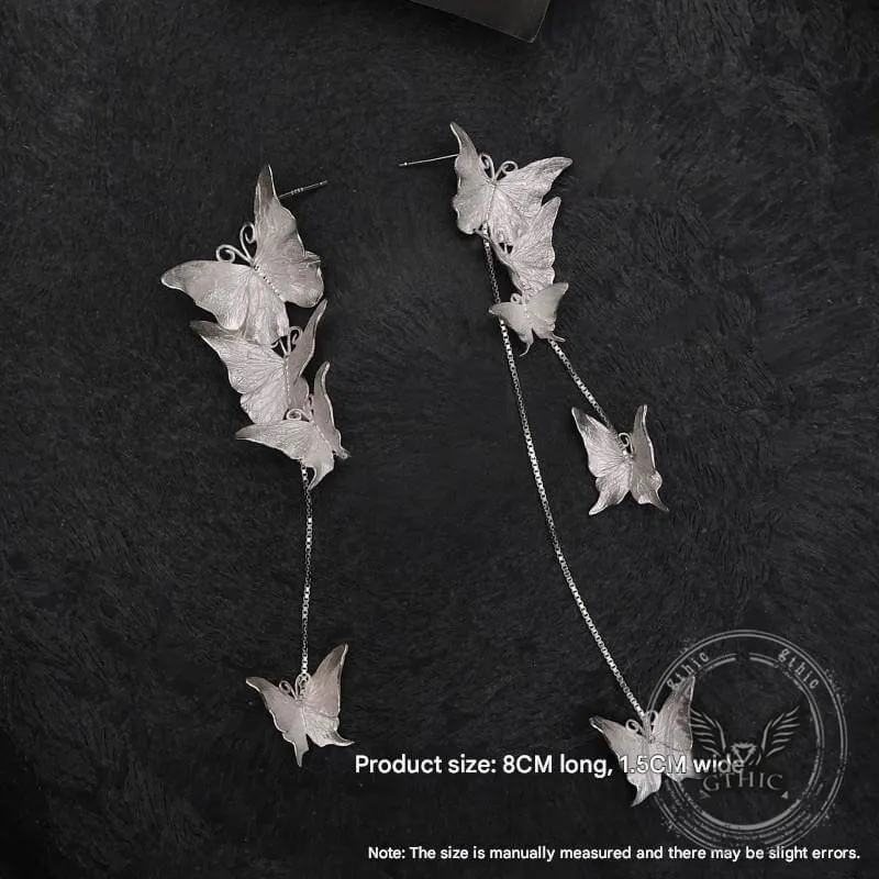 Asymmetric Butterfly Handmade Sterling Silver Drop Earrings sold by GTHIC product image thumbnail 2