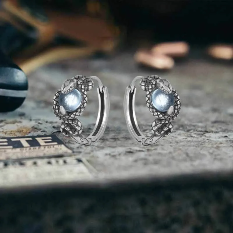 Slytherin Snake Gemstone Sterling Silver Hoop Earrings sold by GTHIC