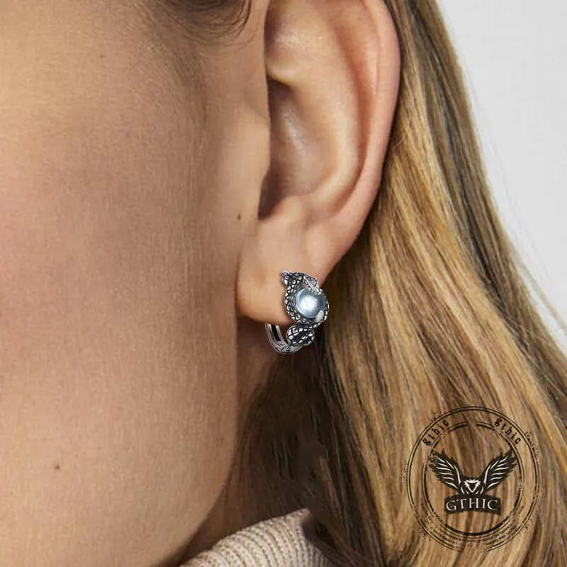 Slytherin Snake Gemstone Sterling Silver Hoop Earrings sold by GTHIC product image thumbnail 2