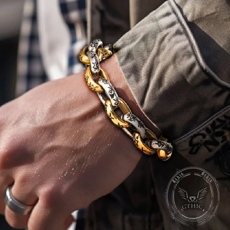 Seven Realms Seal Rune Letter Stainless Steel Viking Bracelet sold by GTHIC product image thumbnail 2