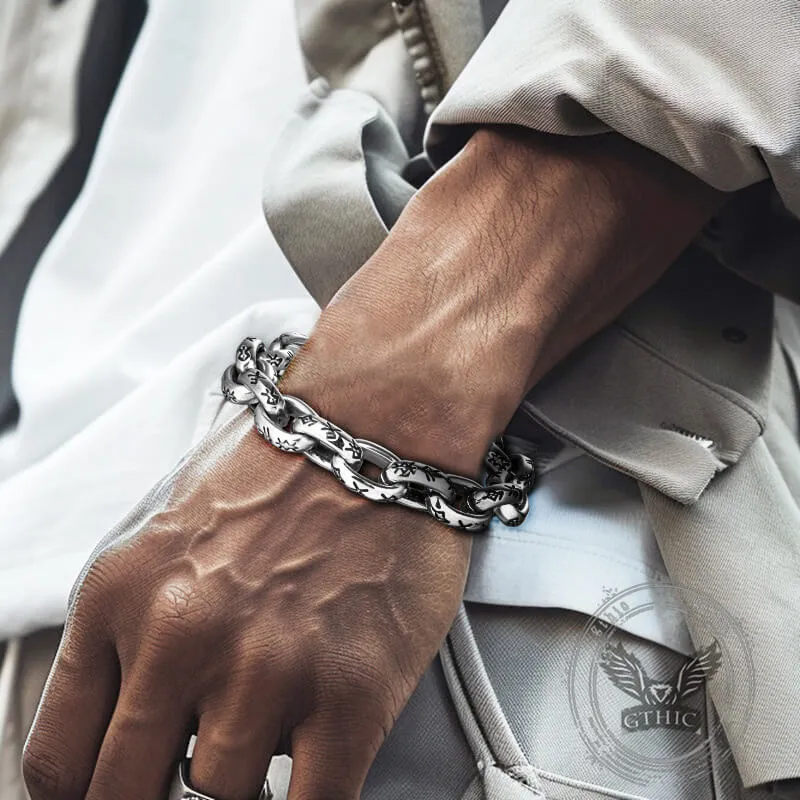 Seven Realms Seal Rune Letter Stainless Steel Viking Bracelet sold by GTHIC product image thumbnail 3