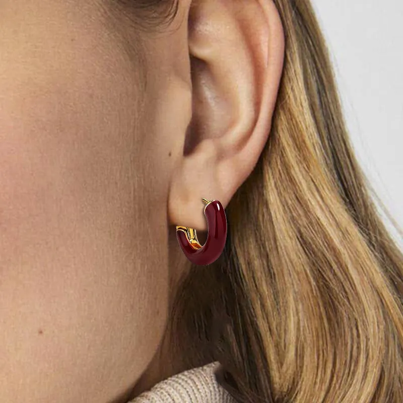 Simple Enamel Sterling Silver French Earrings sold by GTHIC product image thumbnail 2