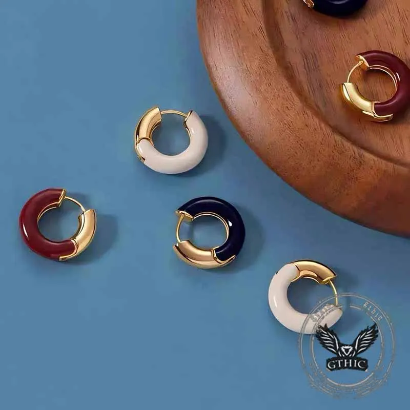 Simple Enamel Sterling Silver French Earrings sold by GTHIC product image thumbnail 3