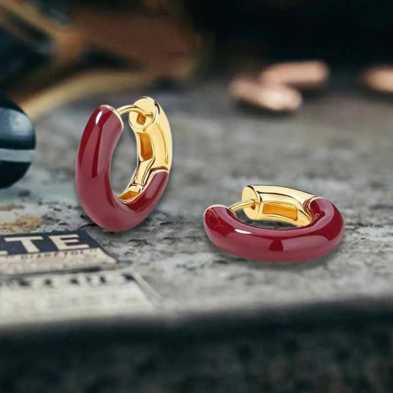 Simple Enamel Sterling Silver French Earrings sold by GTHIC product image thumbnail 5