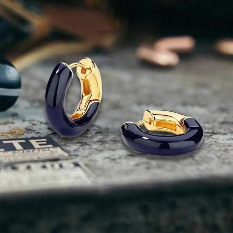 Simple Enamel Sterling Silver French Earrings sold by GTHIC product image thumbnail 4