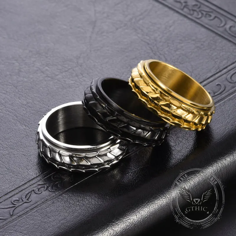 Creative Dragon Scale Stainless Steel Spinner Ring sold by GTHIC