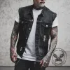 Punk Fierce Soldier Skull Print Denim Vest sold by GTHIC