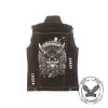 Punk Fierce Soldier Skull Print Denim Vest sold by GTHIC