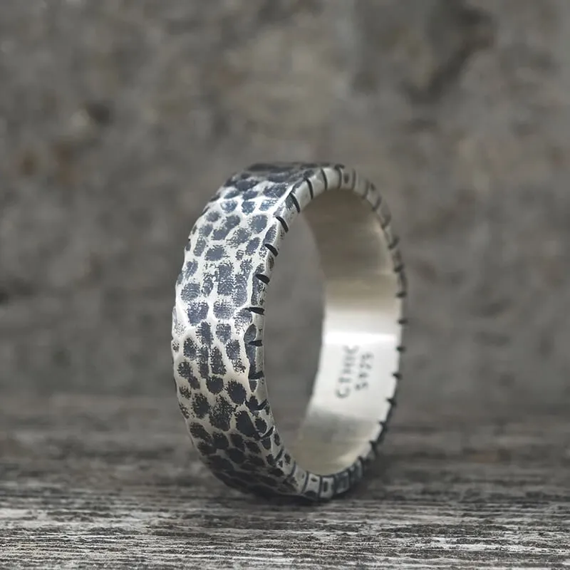 Simple Hammered Sterling Silver Band Ring sold by GTHIC product image thumbnail 4